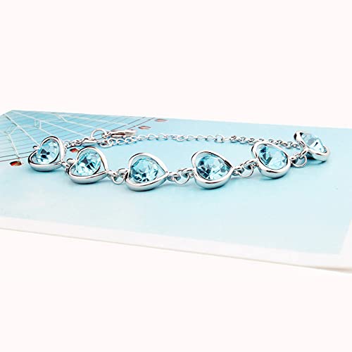 TOFBS Conjuntos de Joyas para Mujer y Niñas Corazón Cristal Collar con Colgante Pendientes Pulsera y Anillo Juego de Joyas Boda Fiesta Cumpleaños Día de San Valentín Regalos (Azul Marino)