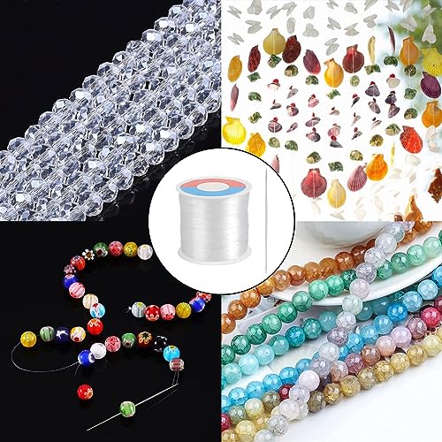 TOKERD 500m Hilo de Nylon Transparente 0.3mm Hilo de Pescar Invisible de Abalorios con Aguja de Abalorios, para Pulsera Collar y Otras Manualidades