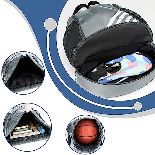 Tokeya Bolsas de Cuerdas Hombre Mochila Cuerdas Impermeable Saco de Gimnasia con Compartimento de Zapatos y Bolsillo Ligera Mochila de Playa para Senderismo Natacion Fitness Baloncesto, Gris