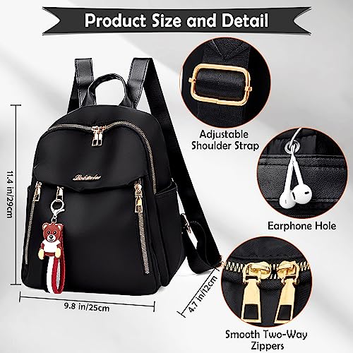 Tokeya Mochila Mujer Antirrobo Pequeña, Casual Bolso de Hombro Ligero impermeable Bandolera Mochilas Práctico Mochila Niñas Elegante para Todos los Díario, Viajes Cortos, Trabajo, Fin de Semana Negro