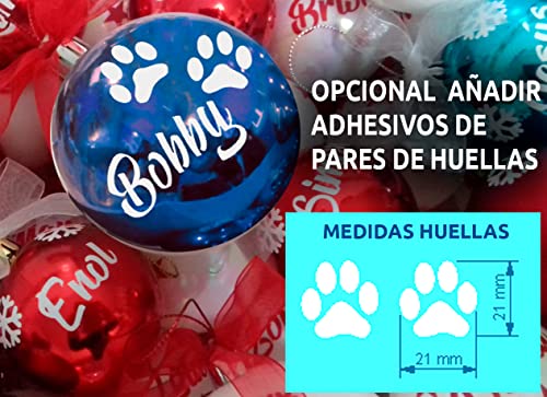 TOKPERSONAL 6 Nombres y 6 Copos DE Nieve Adhesivos para Pegar en Tus Bolas de Navidad (Solo Incluye LOS Nombres Y Copos Adhesivos, NO Incluye Las Bolas) - Color Blanco