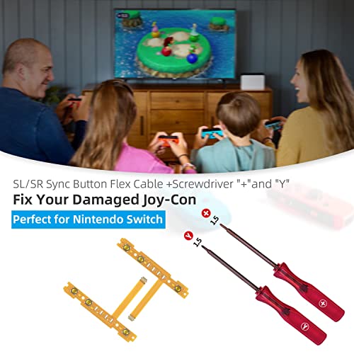 Tolesum Cable Flexible de Cinta de botón SL y SR para NS Switch/Switch OLED Joy-con,con 2 Destornilladores Herramientas de Reparación (Set)