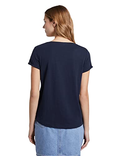 TOM TAILOR Denim 1017275 Camiseta con Rayas, 22701-Navy Off White Stripe, M para Mujer