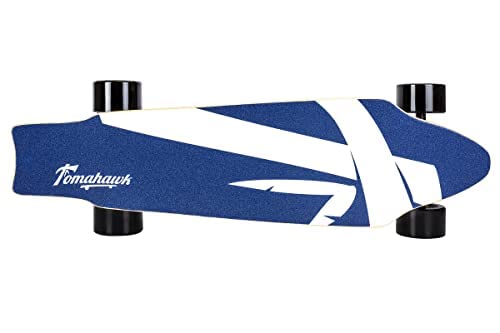 TomaHawk Wind | Skate Electrico con Mando Inalámbrico | Longboard Eléctrico para Adulto con Doble Motor de 400W | Monopatin Fishboard para Carving | Madera de Arce - Azul/Blanco