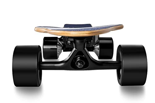 TomaHawk Wind | Skate Electrico con Mando Inalámbrico | Longboard Eléctrico para Adulto con Doble Motor de 400W | Monopatin Fishboard para Carving | Madera de Arce - Azul/Blanco