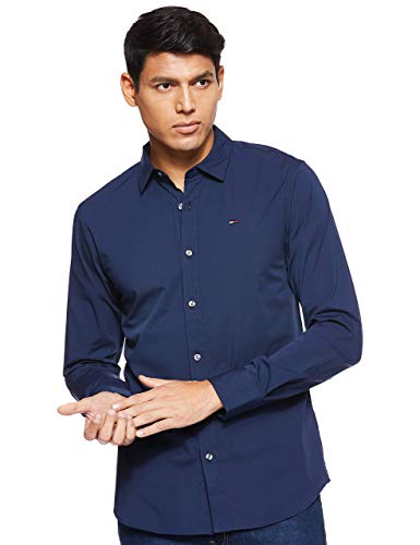 Tommy Jeans TJM ORIGINAL STRETCH SHIRT DM0DM04405, Camisa, Hombre, Black Iris, S