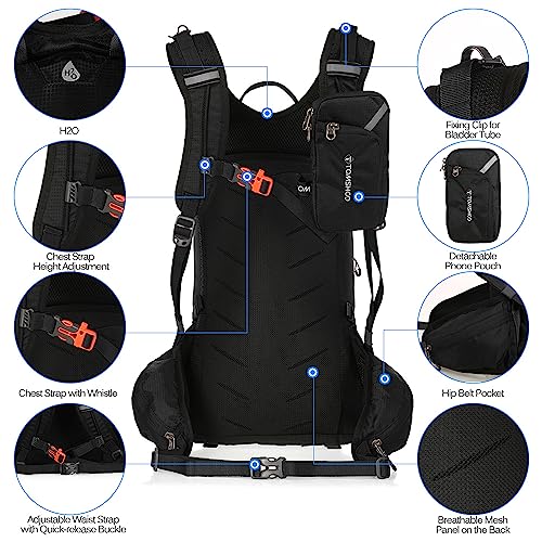 TOMSHOO Mochila Ciclismo 20L/30L Impermeable para Excursionismo Ciclismo Alpinismo Senderismo Camping al Aire Libre con Cubierta de Lluvia y del Casco (20L, Negro)