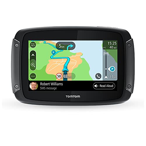 TomTom Rider 500 - GPS para motocicletas, 4.3 pulgadas con carreteras montañosas, actualizaciones mediante Wi-Fi, compatible Siri y Google Now, Traffic y Radares de tráfico, 49 mapas