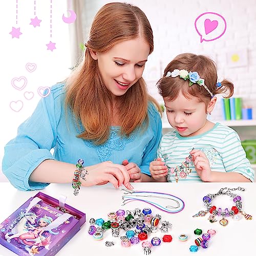 Tomylv Kit para Hacer Pulseras , Regalo Niñas 5 6 7 8 9 10 11 12 Años, Kit fabricación Joyas, Juego Abalorios, Juguete Navidad y Pascua