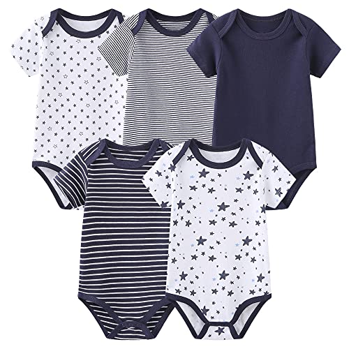 TONE Body de bebé de manga corta, 5 piezas y pantalones de leggings, juego de 4 piezas para niños recién nacidos y niñas 0-3m/3-6m/6-9m/9-12m algodón