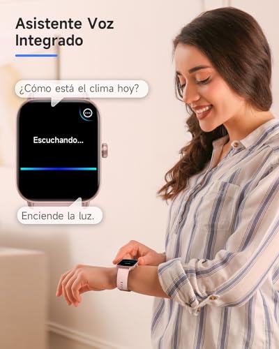 TOOBUR Reloj Inteligente Mujer con Alexa, 1.8" smartwatch Deportivo con 100 Deportes, Recibir y Contestar Llamadas, Podómetro y pulsómetro, IP68 Impermeable Nadar, Compatible con Android iPhone