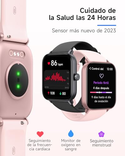 TOOBUR Reloj Inteligente Mujer con Alexa, 1.8" smartwatch Deportivo con 100 Deportes, Recibir y Contestar Llamadas, Podómetro y pulsómetro, IP68 Impermeable Nadar, Compatible con Android iPhone