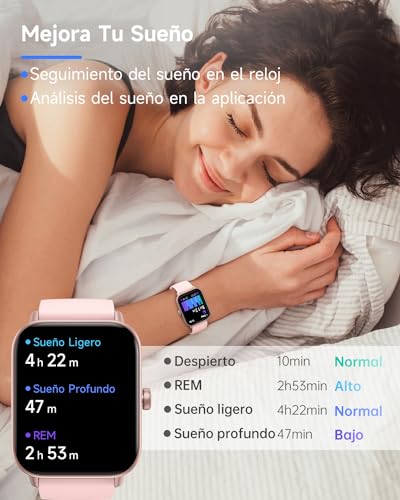 TOOBUR Reloj Inteligente Mujer con Alexa, 1.8" smartwatch Deportivo con 100 Deportes, Recibir y Contestar Llamadas, Podómetro y pulsómetro, IP68 Impermeable Nadar, Compatible con Android iPhone