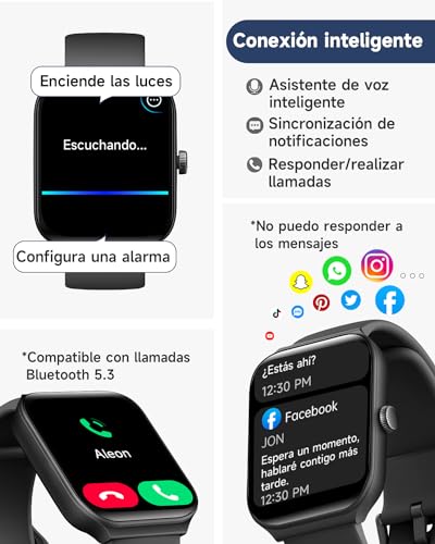 TOOBUR Reloj Inteligente Mujer Hombre, Smartwatch Alexa Incorporada 1.95" Pantalla IP68 Sumergible con Llamada/Seguimiento del Frecuencia Cardíaca/Oxígeno en Sangre/Sueño/100 Deportes para Android iOS