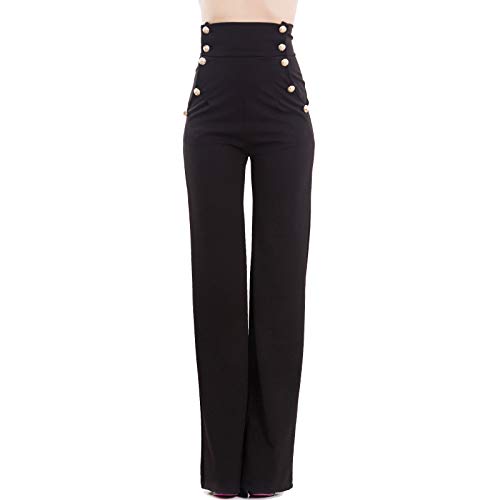 Toocool - Pantalones Mujer Campana Cintura Alta Pata Elefante Elástico Caliente Nuevo AS-531, Negro , M