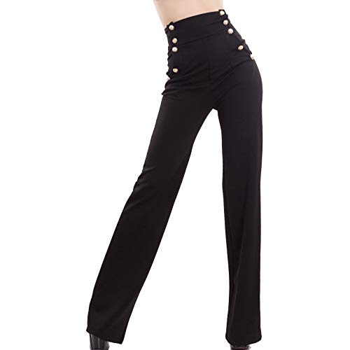 Toocool - Pantalones Mujer Campana Cintura Alta Pata Elefante Elástico Caliente Nuevo AS-531, Negro , M