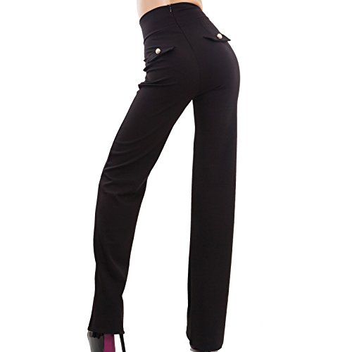 Toocool - Pantalones Mujer Campana Cintura Alta Pata Elefante Elástico Caliente Nuevo AS-531, Negro , M