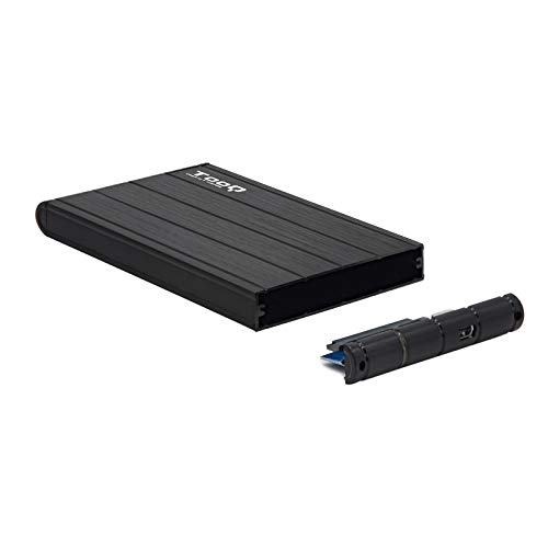 TooQ TQE-2530B - Carcasa para discos duros HDD de 2.5", (SATA I/II/III de hasta 9.5 mm de alto, USB 3.0), aluminio, indicador LED, color negro, 50 grs.