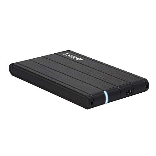 TooQ TQE-2530B - Carcasa para discos duros HDD de 2.5", (SATA I/II/III de hasta 9.5 mm de alto, USB 3.0), aluminio, indicador LED, color negro, 50 grs.