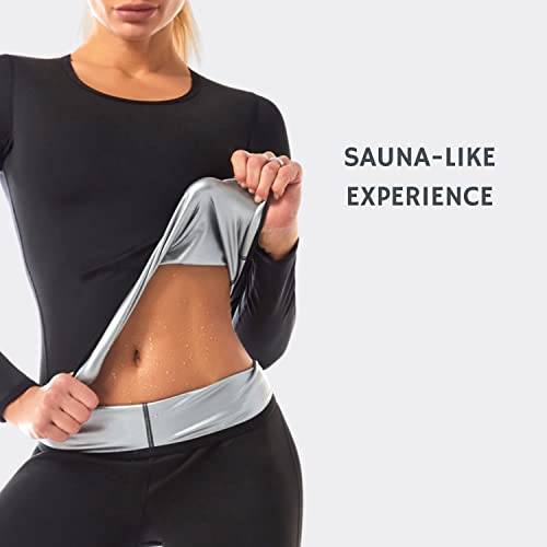 Top de manga larga Camiseta Chaleco Sauna T-Shirt Suit Trajes Adelgazantes Compresion Adelgazante Sudoración Deporte Shapewear Gym Running Fitness mujer