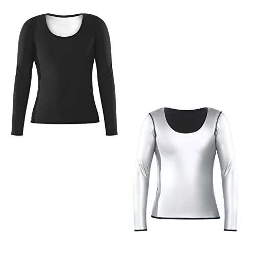 Top de manga larga Camiseta Chaleco Sauna T-Shirt Suit Trajes Adelgazantes Compresion Adelgazante Sudoración Deporte Shapewear Gym Running Fitness mujer