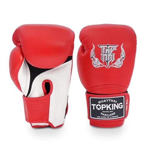 Top King Boxing Super Air Double Tone Guantes de Piel Hechos a Mano en Tailandia - Kick Boxing Muay Thai MMA Artes Marciales 10oz 12oz 14oz 16oz (14 oz)