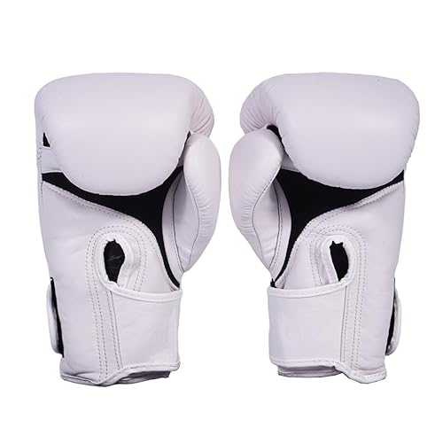 Top King Super Air - Guantes de boxeo de cuero transpirable para entrenamiento o combate, color blanco, 10 onzas