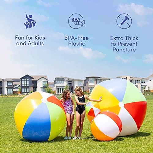 Top Race Bolas de Playa inflables Gigantes de 3.5 pies (42 Pulgadas) para la Piscina, la Playa, Las Fiestas de Verano y los Regalos | 2 Pack Blow up Pelota de Playa de Color Arco Iris (2 Bolas)