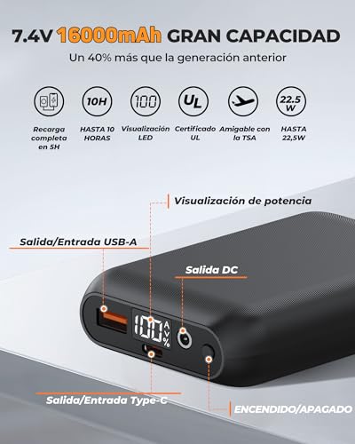 Topdot Chaleco Calefactable Hombre, Chaleco Calefacción Eléctrica con Batería de 7.4V 16000mAh Incluidas, 8 Zonas de Calentamiento, Chalecos de Invierno Cálidos para Exteriores, Senderismo, Acampada