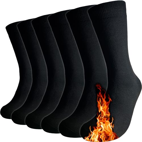 topline 6 Pares Calcetines Térmicos Mujer/Hombre - Calcetines Invierno Frio Extremo (40-46, Negro)