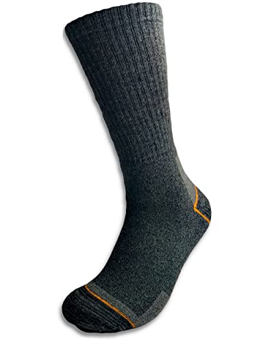 topline 6 Pares Calcetines trabajo hombre, térmicos , Calcetines gordos invierno de Algodón Reforzados (40-46, Gris (6 Pares)