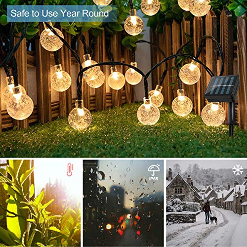 TOPYIYI Guirnaldas Luces Exterior Solar, 50LED 8M Led Jardin con USB Recargable, 8 Modos & Impermeable Cadena de Luces Decoración para Terraza Patio Balcones Fiesta Boda