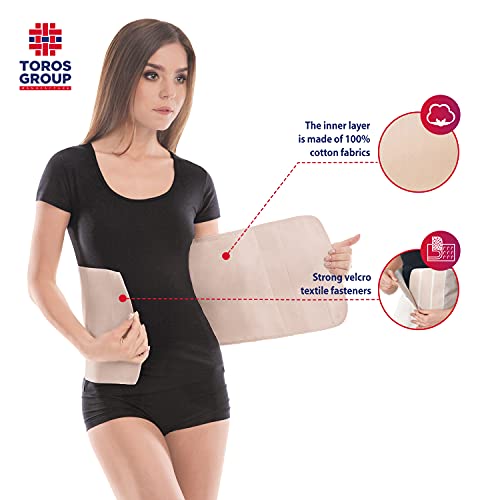 TOROS-GROUP Cinturón postoperatorio abdominal con algodón Faja postparto y postoperatorio Apoyo de los músculos abdominales y lumbosacro Altura 24 cm Unisex Large Beige