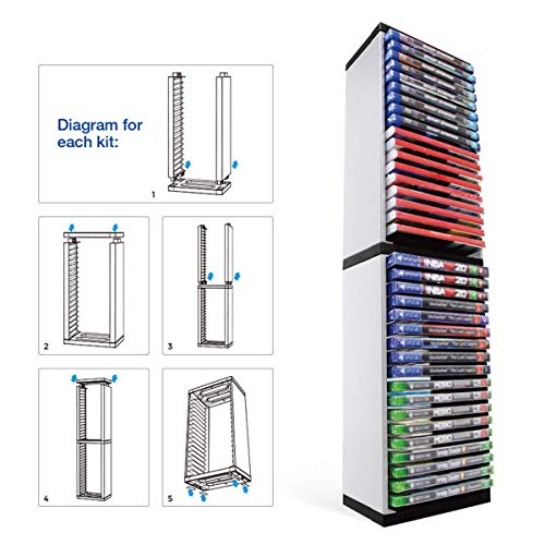 Torre de Almacenamiento de Juegos para PS5, Soporte de Torre de Almacenamiento de Discos de Juegos, Almacena 36 Juegos de PS5 o Discos BLU Ray