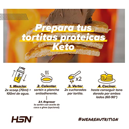 Tortitas Proteicas Sin Gluten Keto Cakes de HSN | Sabor Mantequilla 500 g = 10 Tomas por Envase | Protein Pancake Ideal para la Dieta Cetogénica | Apto Vegetariano, Sin Azúcar añadido