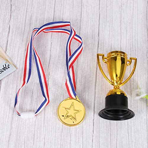 TOYANDONA 24 Unidades de Trofeos de Premios Infantiles Mini Juguete Medallas de Plástico de Oro, para Niños, Copa de Trofeo para Fiesta