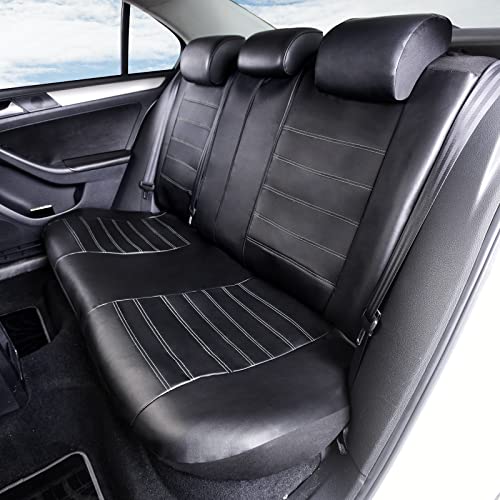 TOYOUN Juego Completo de Fundas Asientos Coche Universal Piel Sintético Funda de Asiento para Coche Impermeable Protector para Asientos Delanteros y Traseros de Automóvil 5 plazas, Gris