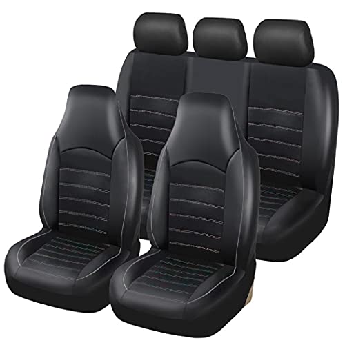 TOYOUN Juego Completo de Fundas Asientos Coche Universal Piel Sintético Funda de Asiento para Coche Impermeable Protector para Asientos Delanteros y Traseros de Automóvil 5 plazas, Gris