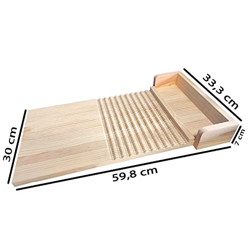 Tradineur - Tabla para lavar ropa a mano, madera natural, lavado manual, lavandería, resistente y duradera, diseño sencillo y práctico, 59,8 x 33,3 x 7 cm