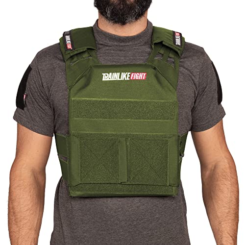 TRAINLIKEFIGHT MEV Entry Vest - Chaleco Lastrado Ajustable para Entrenamiento, Cross Training, calistenia o Fitness (Apto para Placas lastradas) - OD Green/Verde