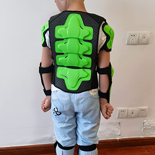 Traje de armadura protectora para motocicleta para niños, equipo de moto de cross para niños, equipo de protección para montar en motocicleta para jóvenes, protector de pecho, columna vertebral, verde