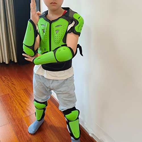 Traje de armadura protectora para motocicleta para niños, equipo de moto de cross para niños, equipo de protección para montar en motocicleta para jóvenes, protector de pecho, columna vertebral, verde