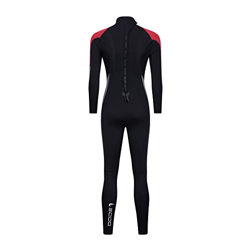 Traje de neopreno de 3 mm para hombre, traje de buceo de cuerpo completo con cremallera trasera trajes húmedos para buceo, surf, natación, snorkel (mujeres rojas, XXL)