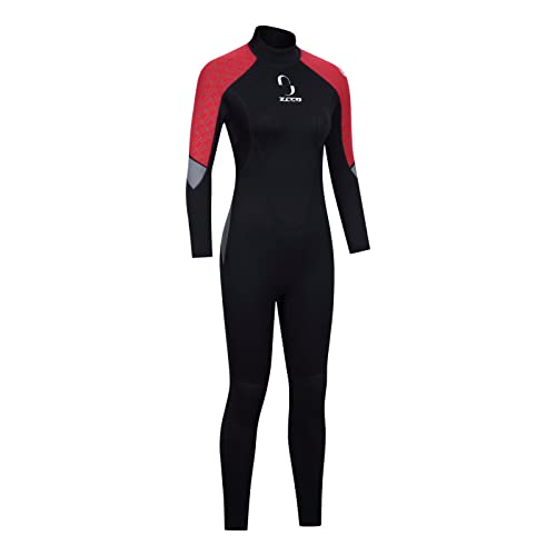 Traje de neopreno de 3 mm para hombre, traje de buceo de cuerpo completo con cremallera trasera trajes húmedos para buceo, surf, natación, snorkel (mujeres rojas, XXL)