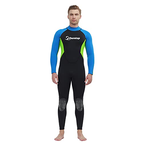 Traje de Neopreno para Hombre 3mm Neopreno Mantener Caliente Trajes de Surf Manga Larga con Cremallera Frontal Traje de Baño para esnórquel, Buceo, natación, Surf