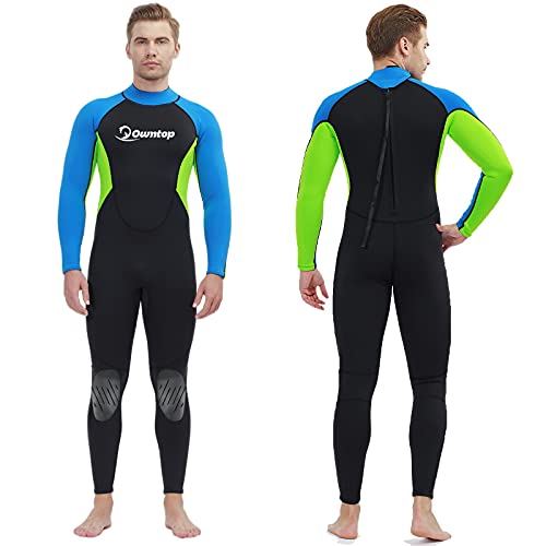 Traje de Neopreno para Hombre 3mm Neopreno Mantener Caliente Trajes de Surf Manga Larga con Cremallera Frontal Traje de Baño para esnórquel, Buceo, natación, Surf