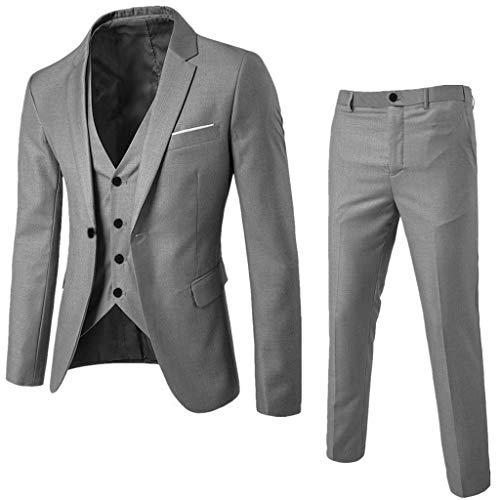 Traje Moderno para Hombre Conjunto de Traje 3 Piezas Blazer con Pantalones de Traje Chaleco de Traje Estilo de Negocios Traje de Boda Occidental, Traje de Negocios de Lujo para Oficina y Bodas