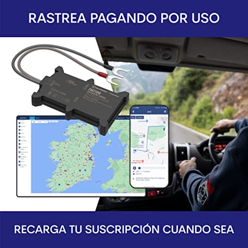 Transpoco FMT100+ Localizador GPS - Seguimiento en Tiempo Real y Prueba Gratis | Coche, Furgoneta, Moto, Caravana, Tractor | Instalación Fácil y Alertas 12-24V | Rastreador GPS de Coche