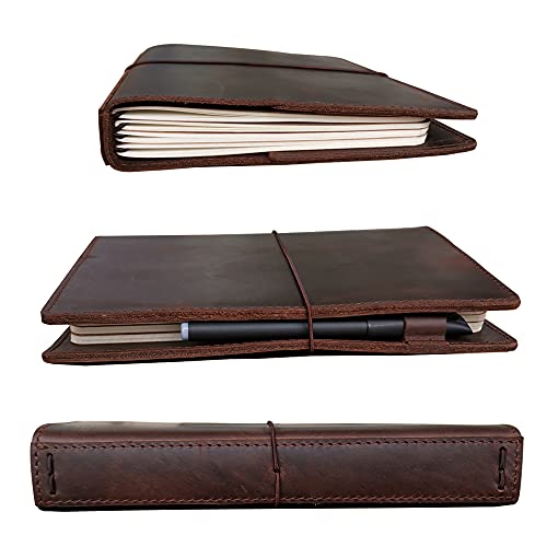 Travelers - Funda para cuaderno con bolsillos interiores, ranuras para tarjetas y soporte para bolígrafo, tamaño A5, color marrón oscuro