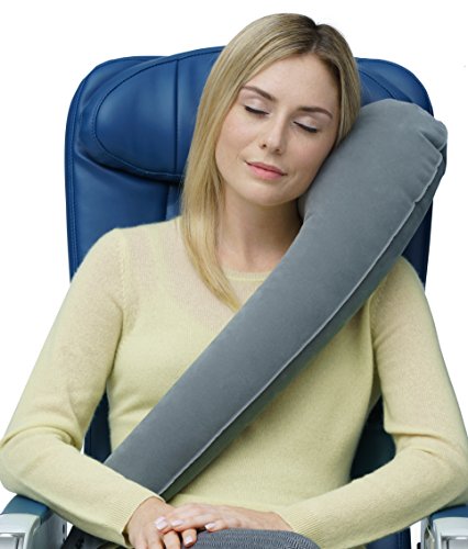 Travelrest® - Ultimate Travel Almohada / Cuello Almohada - Ergonómico, Patentado Y Ajustable Para Aviones, Coches, Autobuses, Trenes, Oficina Napping, Camping, Sillas De Ruedas (Enrolla Pequeño) … (Gris)